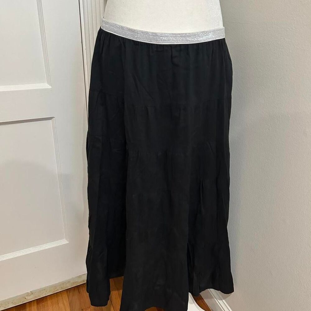 Roxy 2000s Whimsigoth Women's Black Tiered Cotton Maxi Skirt Large